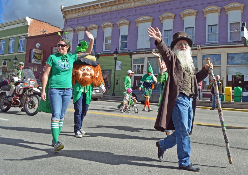 people in the St patrick parade.
