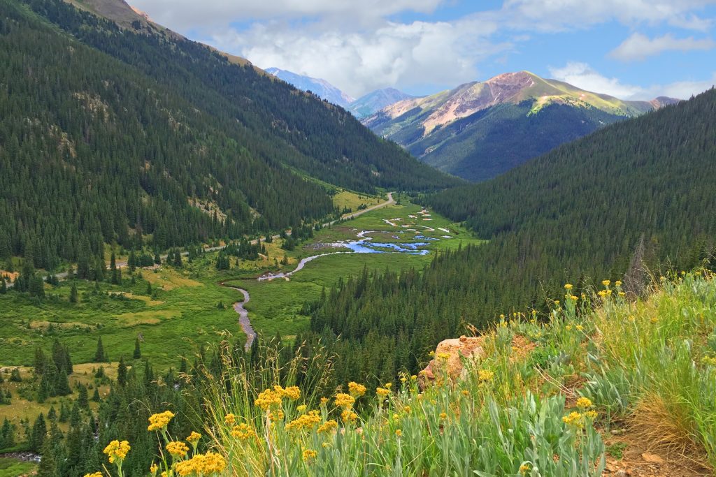 Scenic landscape view from Independence Pass on the way to Aspen in Colorado