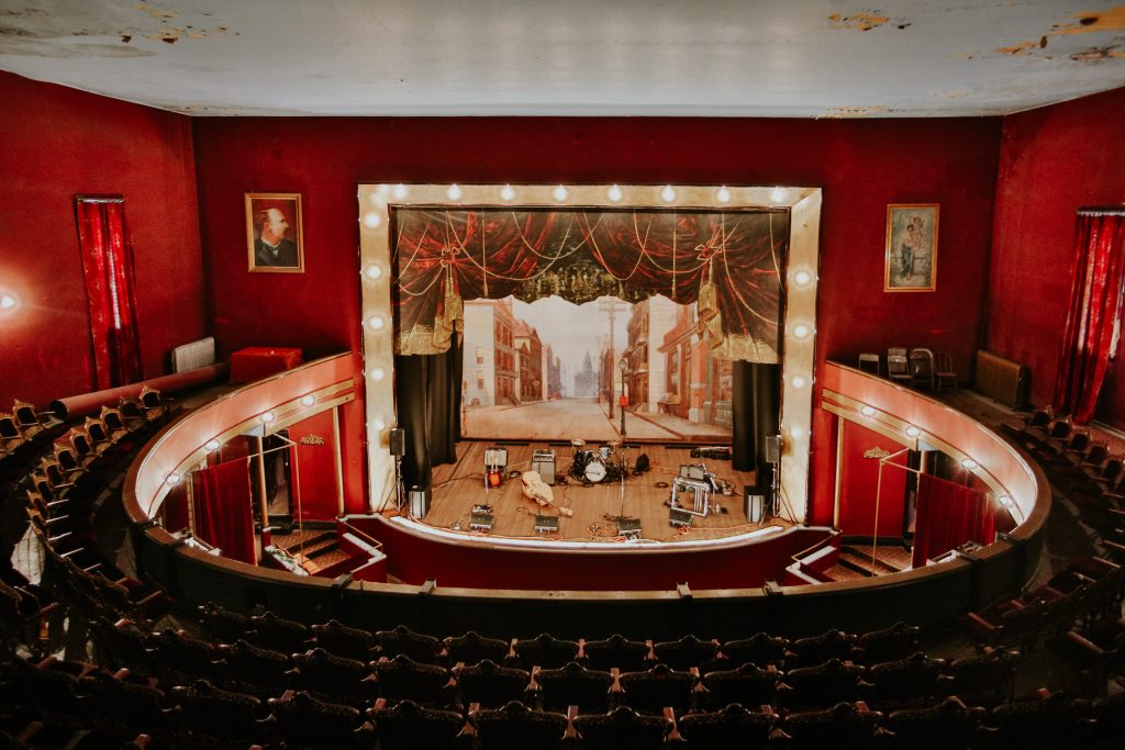 view of the stage in the of the tabor opera house.