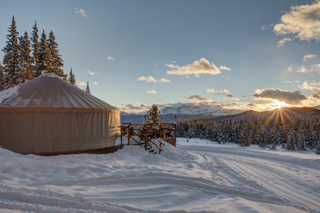A yurt in the snow at Tennessee Pass near Leadville, Colorado