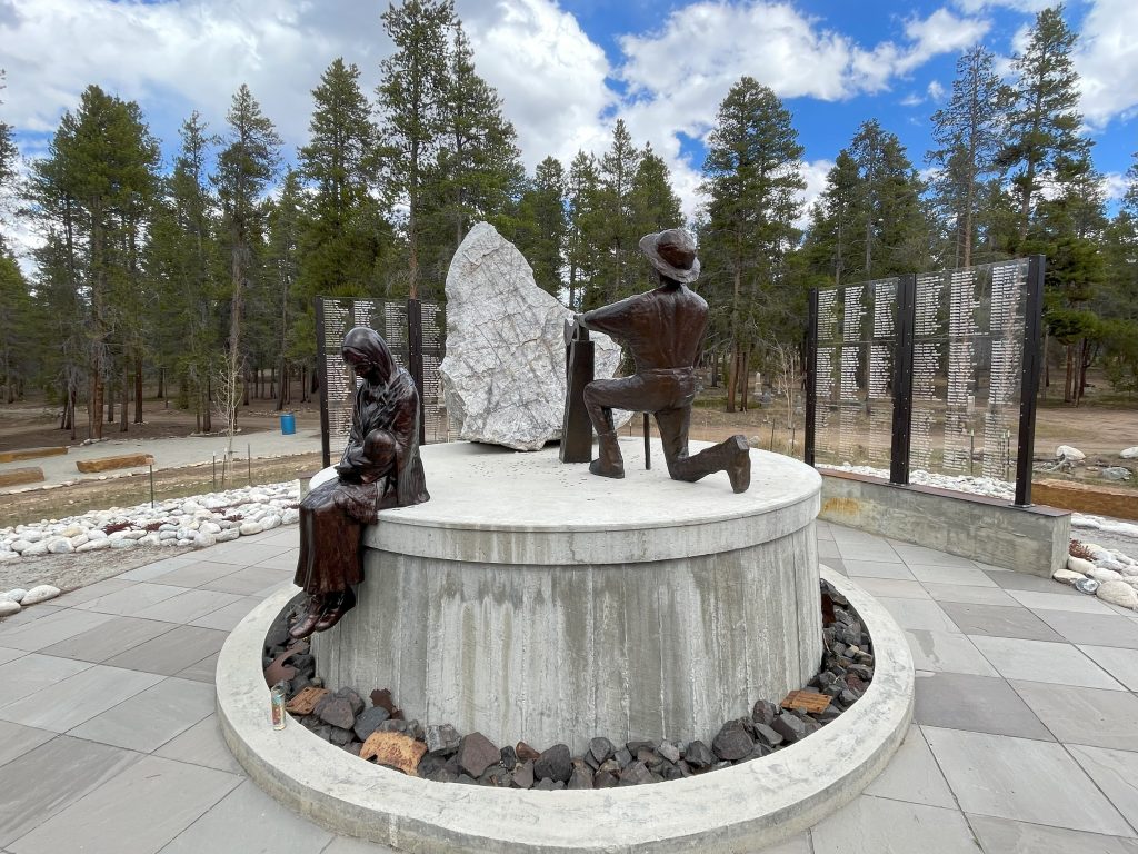 The Irish Miners’ Memorial sculpture in Evergreen Cemetery in Leadville, Colorado.
