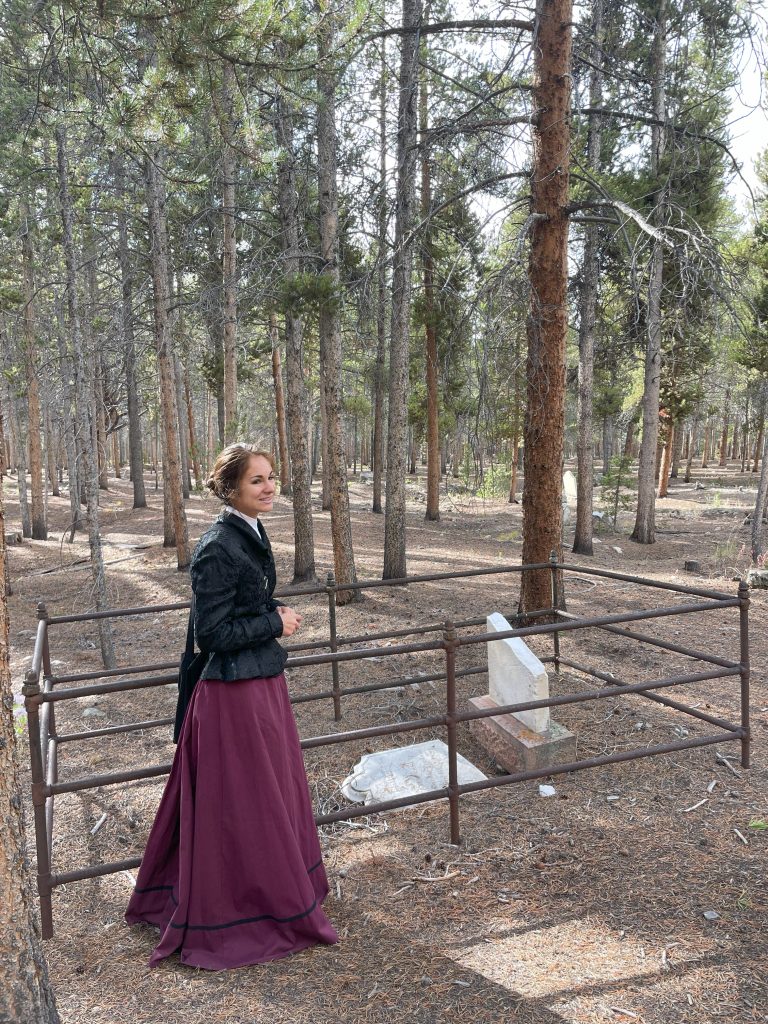 A guided lamplight cemetery tour in Leadville, Colorado at dusk